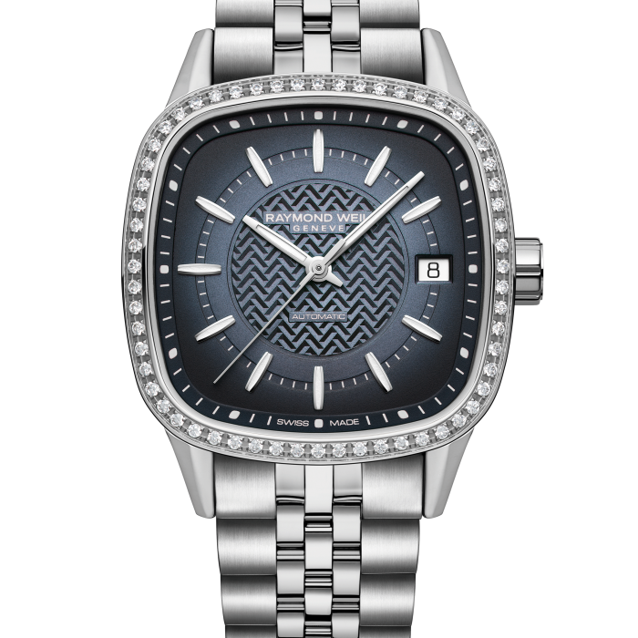Raymond Weil Freelancer Ladies 34mm Cushion Blue Dial Diamonds