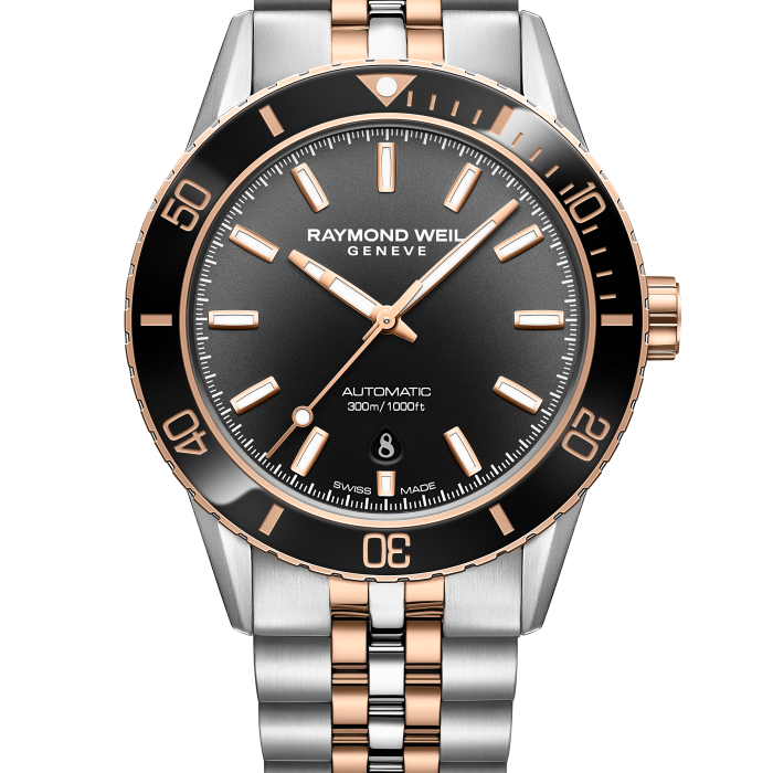 Raymond Weil Freelancer Diver 42mm Two-Tone Rose Gold Black Dial