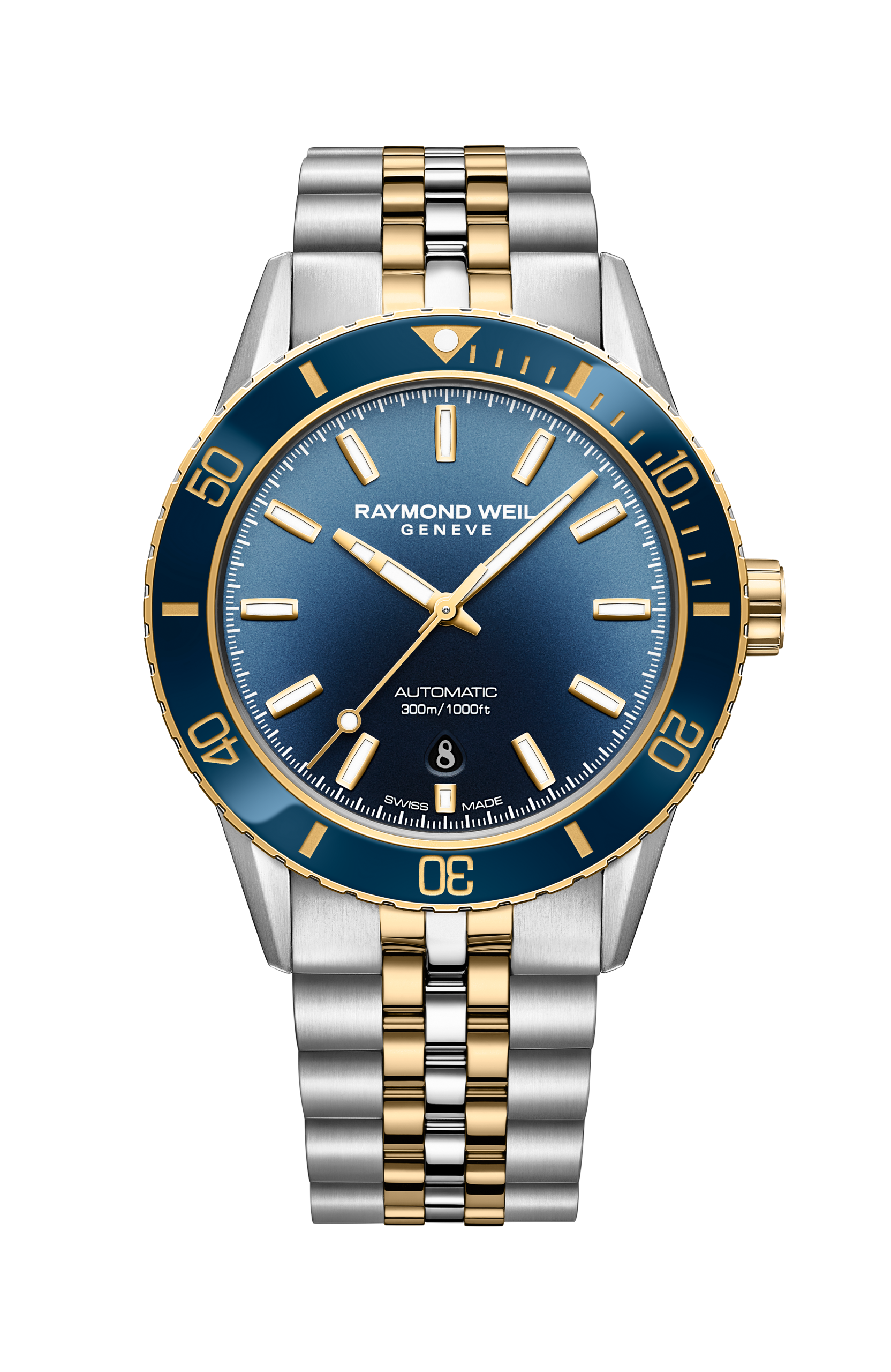 Raymond Weil Freelancer Diver 42mm Two-Tone Gold Blue Dial