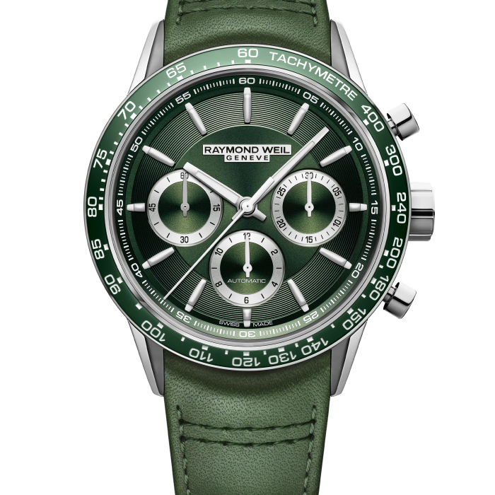 Raymond Weil Freelancer Chronograph 43mm Green Dial Leather