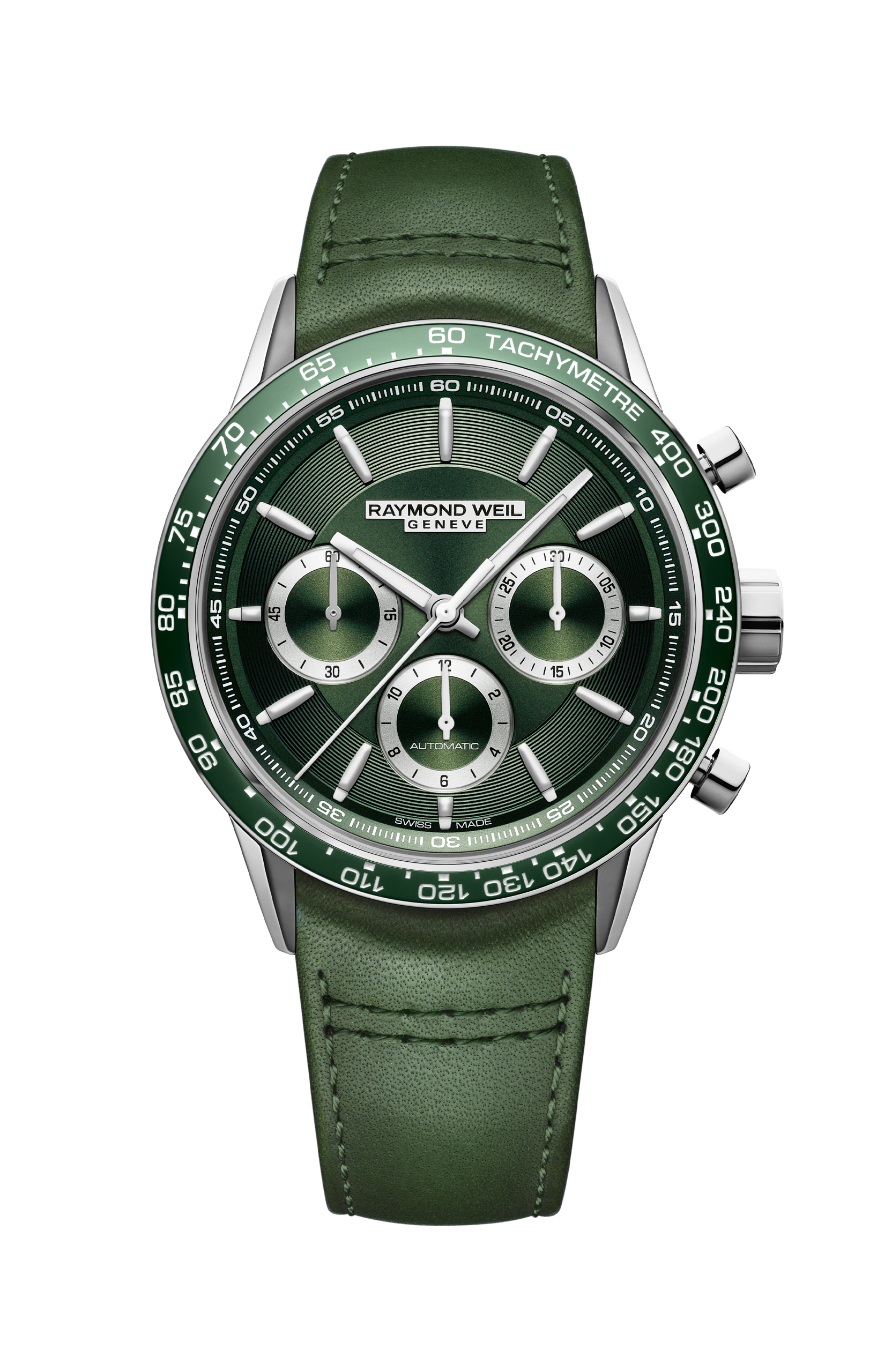Raymond Weil Freelancer Chronograph 43mm Green Dial Leather