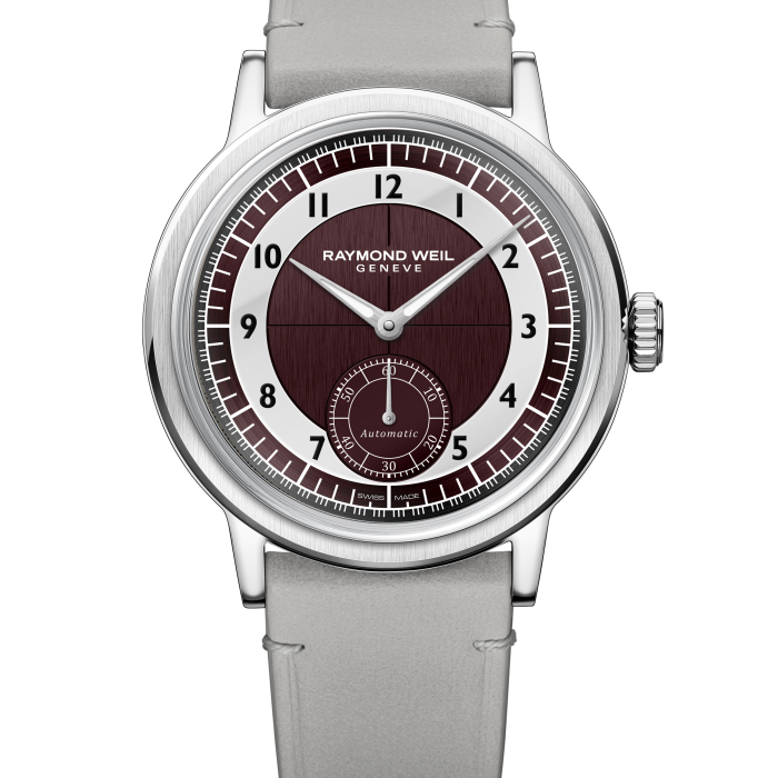 Raymond Weil Millesime Small Seconds Tuxedo Red Grape and Grey Dial