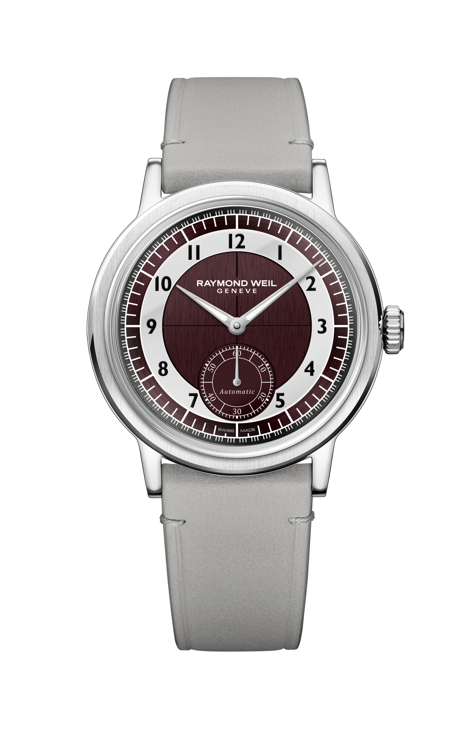 Raymond Weil Millesime Small Seconds Tuxedo Red Grape and Grey Dial