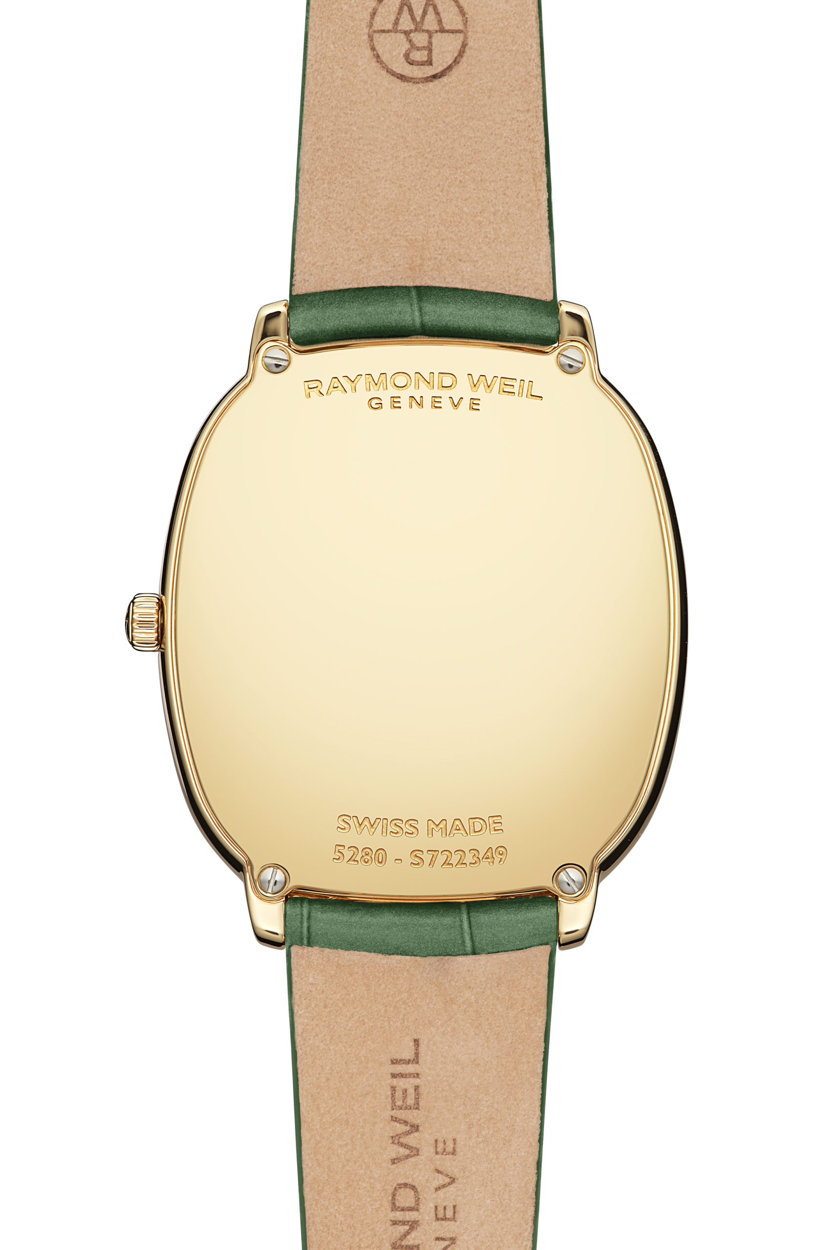 Raymond Weil Toccata Heritage 31 x 36mm Gold PVD Old Silver Dial Green Leather