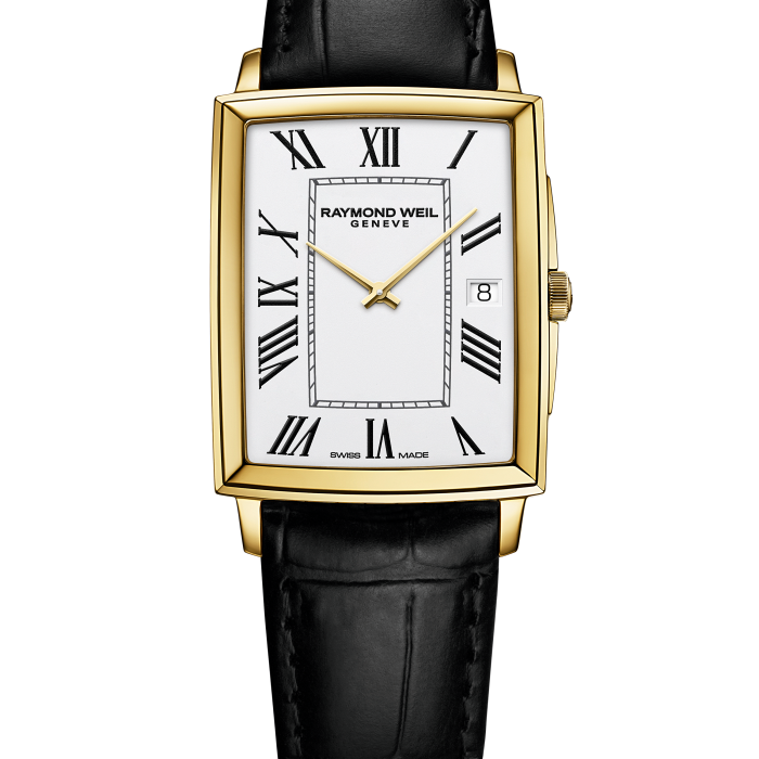 Raymond Weil Toccata Men's 37 x 29mm Gold PVD White Dial Leather