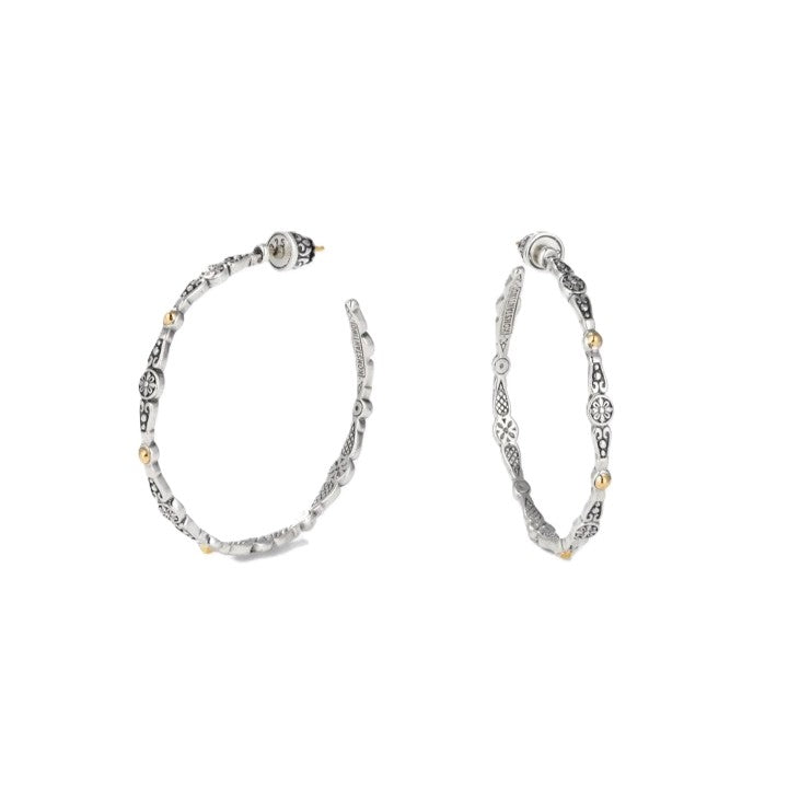 Konstantino Sterling Silver and 18k Yellow Gold Medium Dotted Hoop Earrings