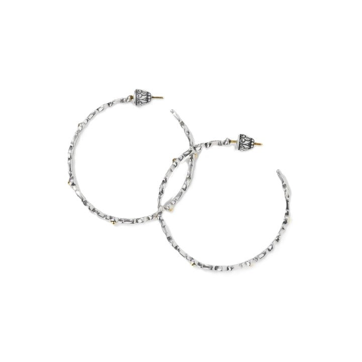 Konstantino Sterling Silver and 18k Yellow Gold Medium Dotted Hoop Earrings