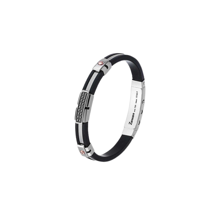 Zancan Sterling Silver and Rose Gold Black Spinel Bracelet
