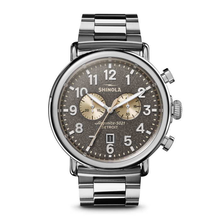 Shinola Runwell Chronograph 47mm Cool Gray Dial Stainless Steel Bracelet