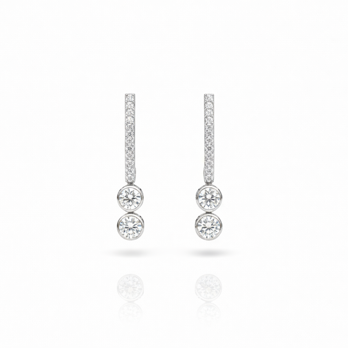 ALOR 14k White Gold and Stainless Steel Lab-Grown Diamond Earrings