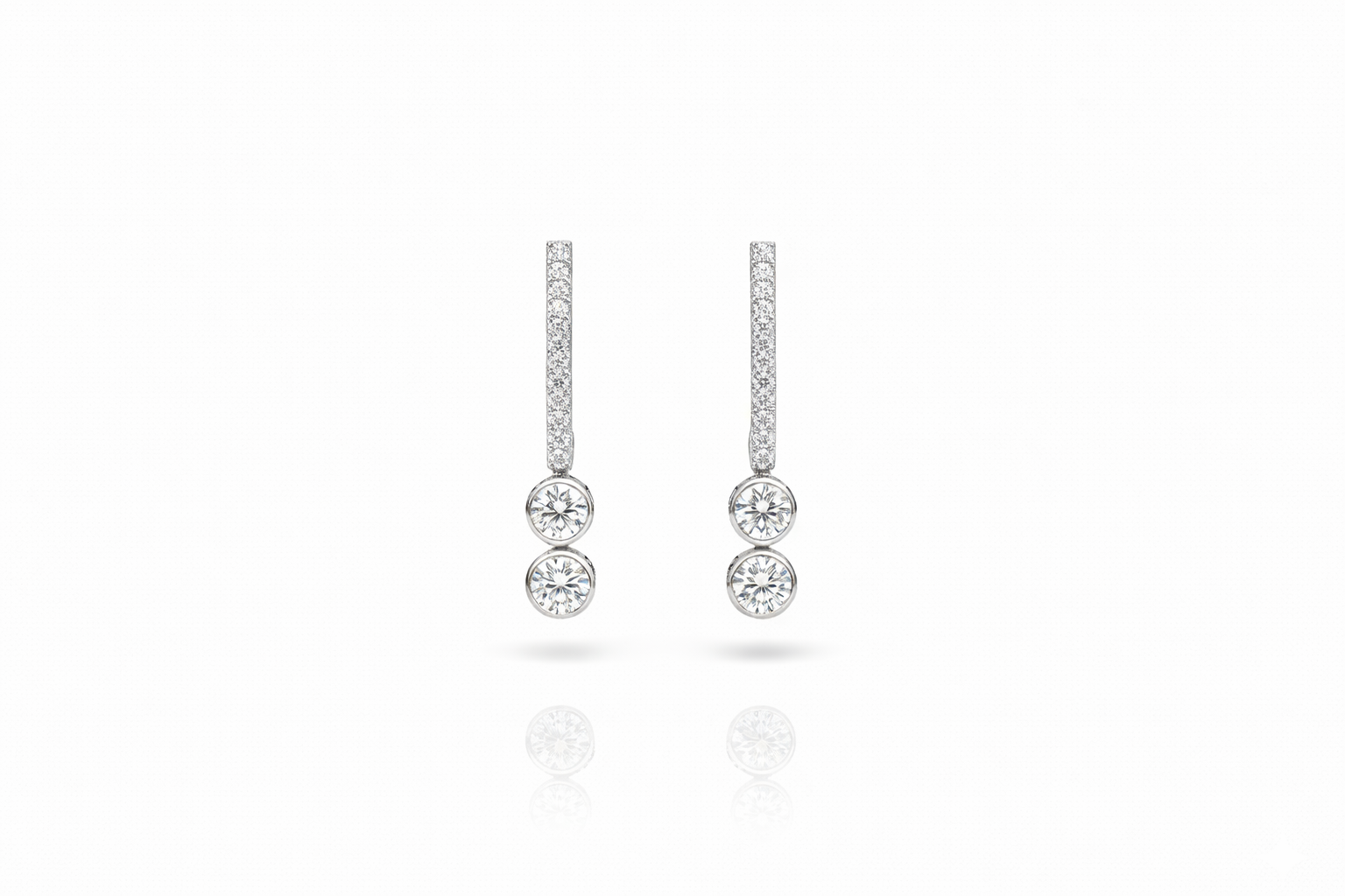 ALOR 14k White Gold and Stainless Steel Lab-Grown Diamond Earrings