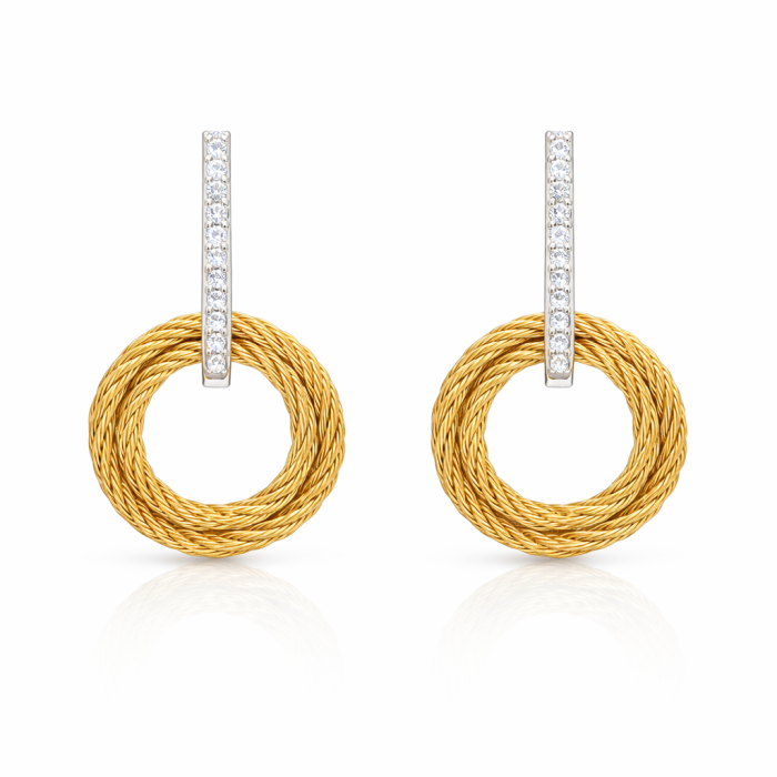 ALOR 14k White Gold and Yellow Stainless Steel Earrings