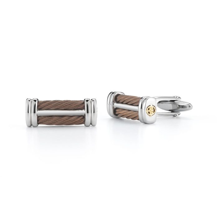 ALOR Bronze-Tone Stainless Steel and 18k Gold Cable Cufflinks