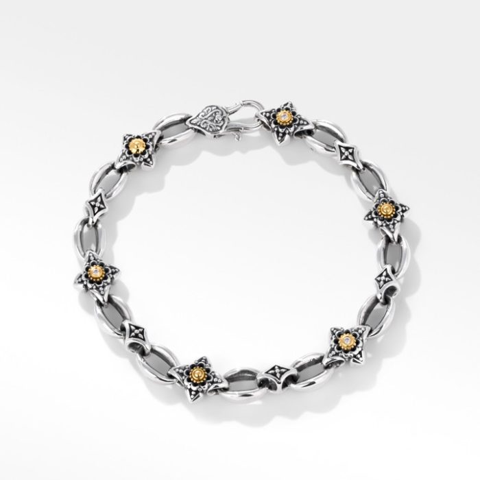 Konstantino Sterling Silver and 18k Yellow Gold Diamond Bracelet