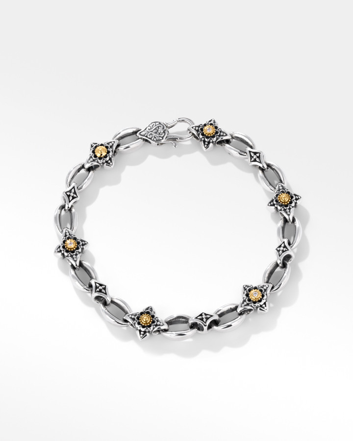 Konstantino Sterling Silver and 18k Yellow Gold Diamond Bracelet