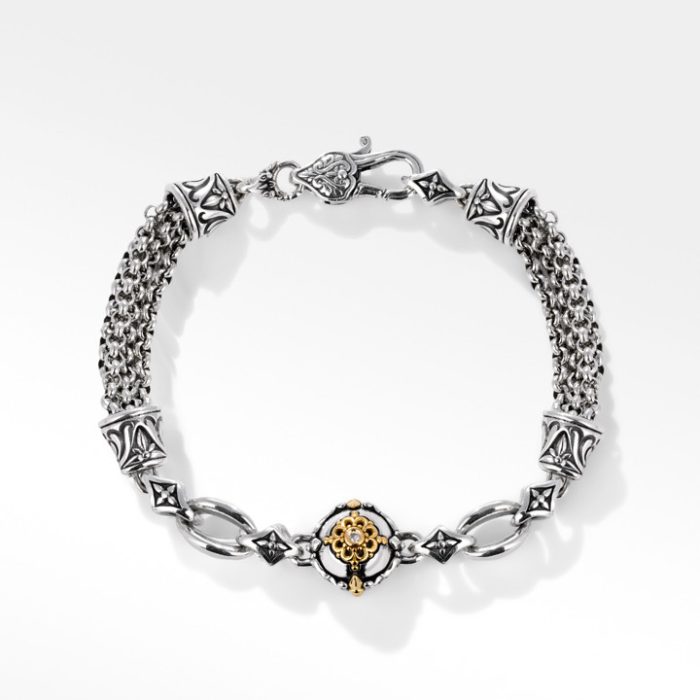 Konstantino Sterling Silver and 18k Yellow Gold Diamond Bracelet