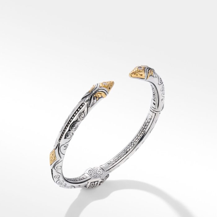 Konstantino Sterling Silver and 18k Yellow Gold Diamond Bracelet