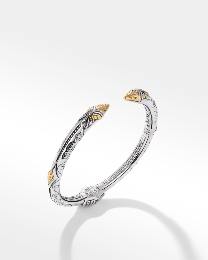 Konstantino Sterling Silver and 18k Yellow Gold Diamond Bracelet
