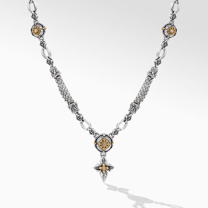 Konstantino Sterling Silver and 18k Yellow Gold Diamond Necklace