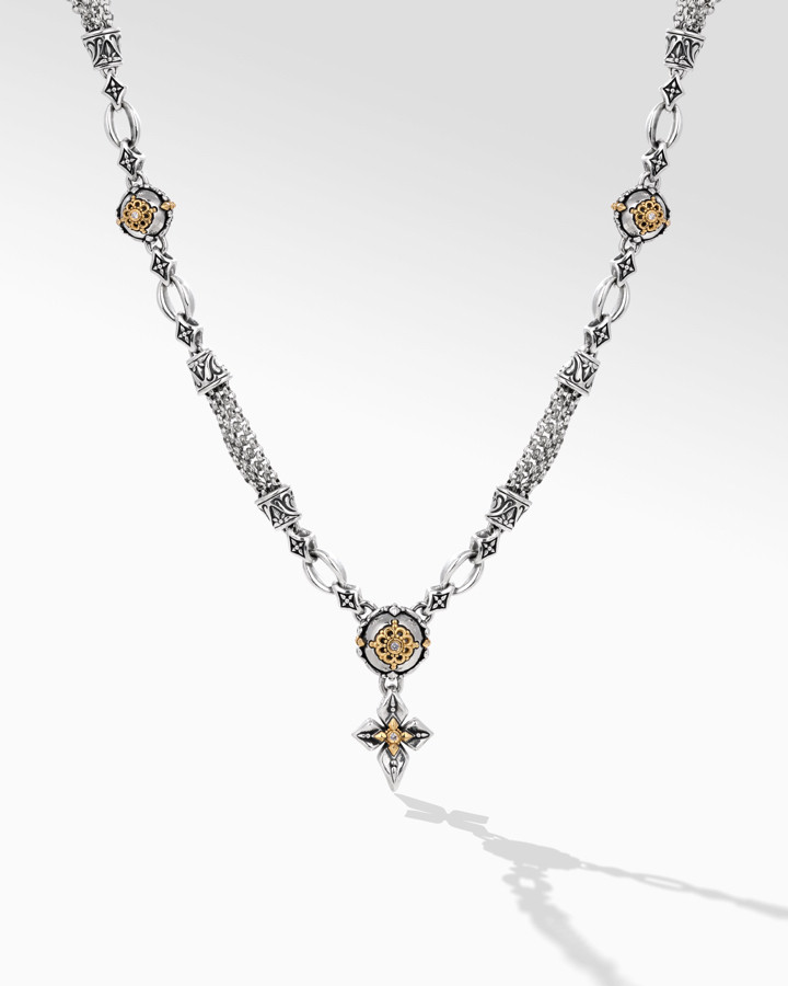 Konstantino Sterling Silver and 18k Yellow Gold Diamond Necklace