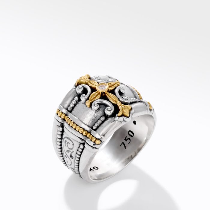 Konstantino Sterling Silver and 18k Yellow Gold Diamond Ring