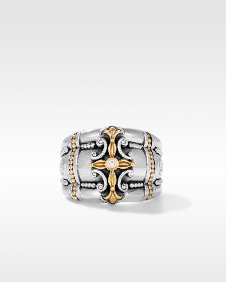 Konstantino Sterling Silver and 18k Yellow Gold Diamond Ring
