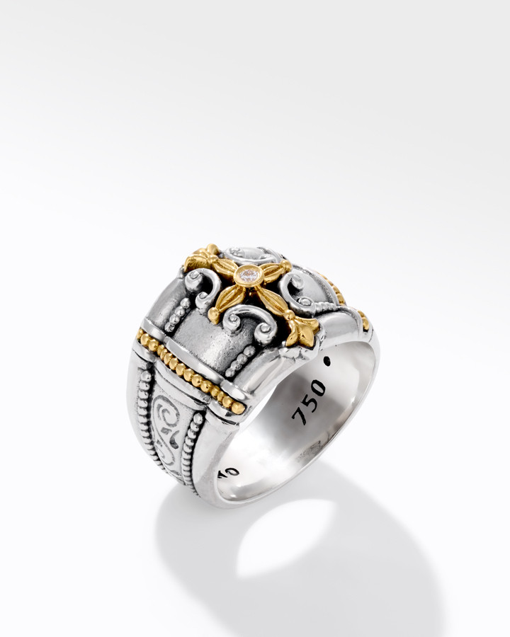 Konstantino Sterling Silver and 18k Yellow Gold Diamond Ring