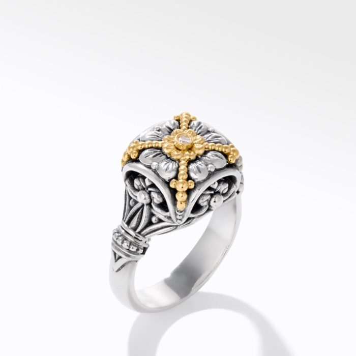 Konstantino Sterling Silver and 18k Yellow Gold Diamond Ring