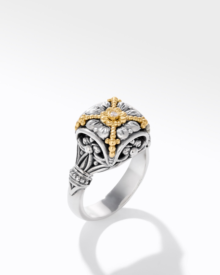 Konstantino Sterling Silver and 18k Yellow Gold Diamond Ring