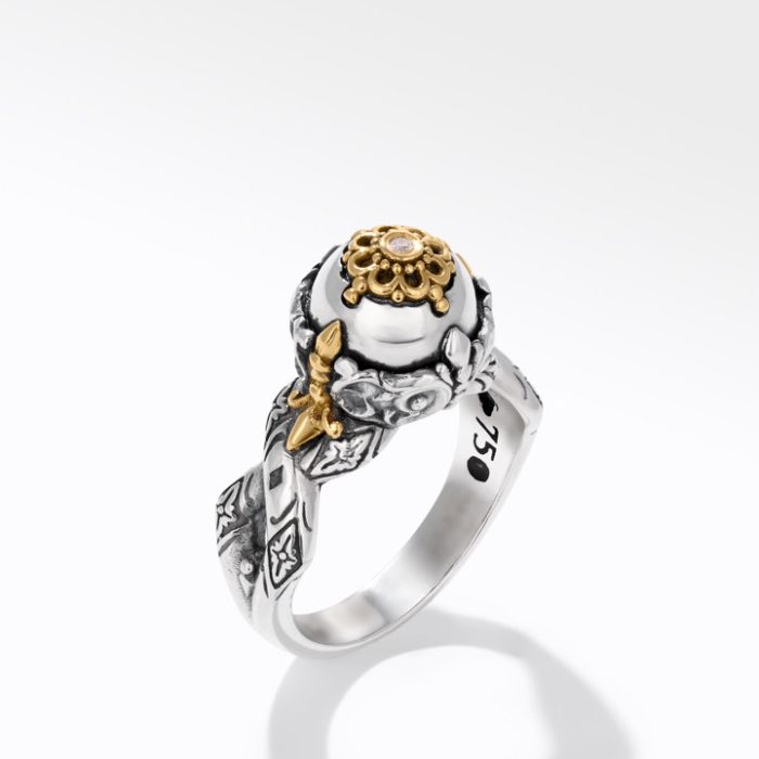 Konstantino Sterling Silver and 18k Yellow Gold Diamond Ring