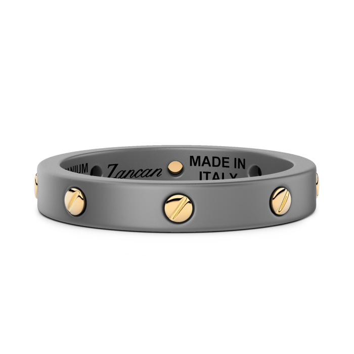 Zancan Eternity Titanium 18k Yellow Gold and Titanium Band Ring