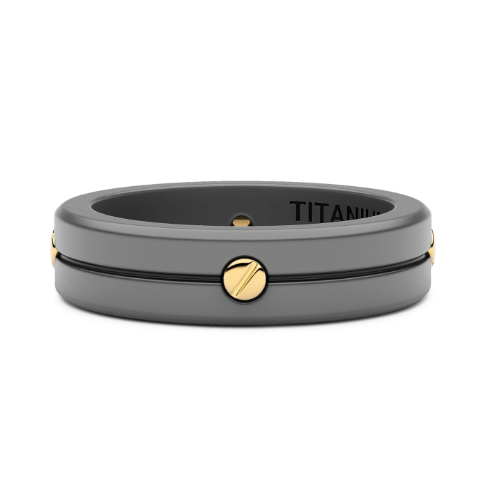 Zancan Eternity Titanium 18k Yellow Gold and Titanium Band Ring
