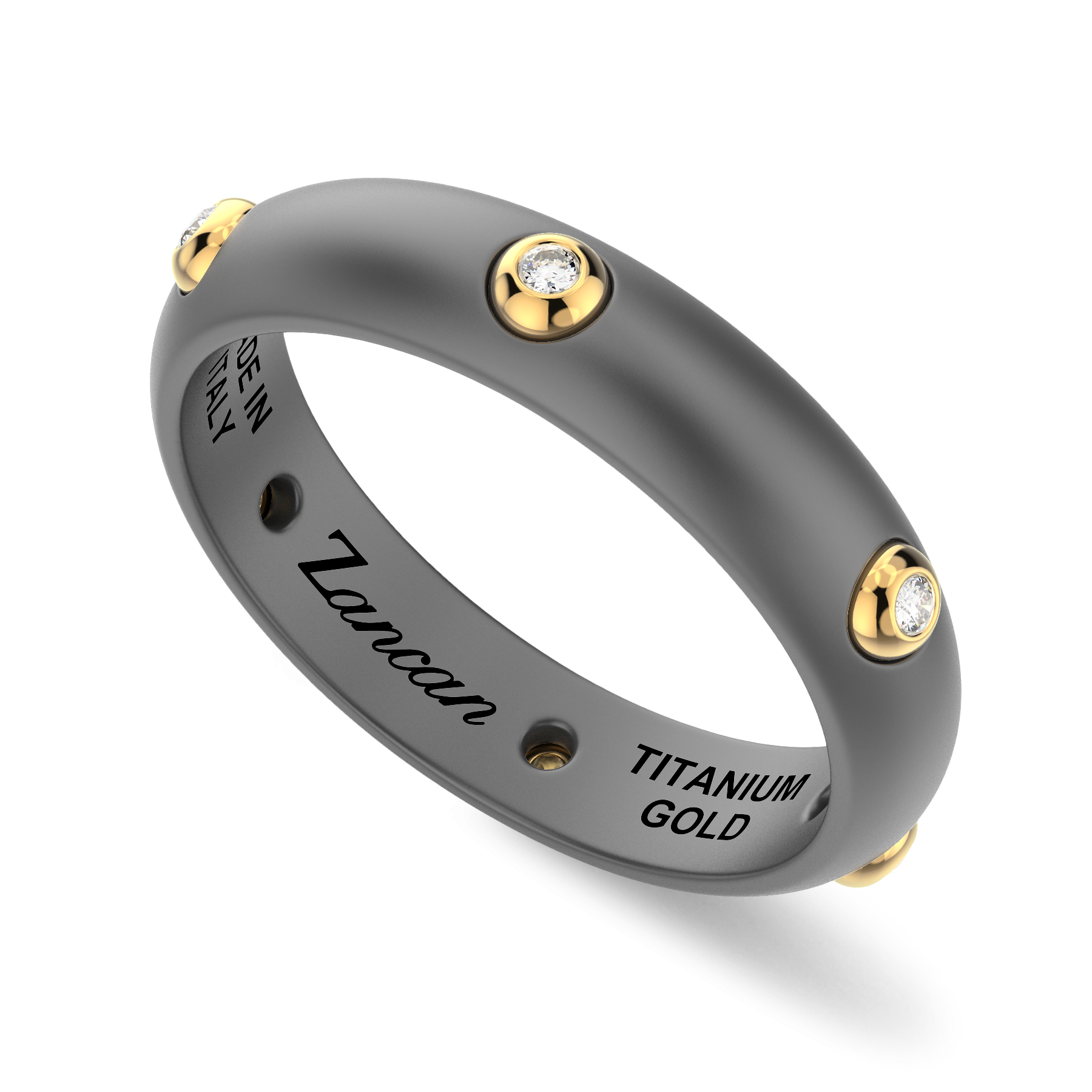 Zancan Eternity Titanium 18k Yellow Gold and Titanium Diamond Ring