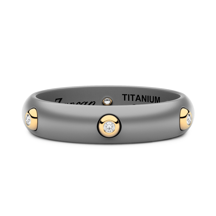 Zancan Eternity Titanium 18k Yellow Gold and Titanium Diamond Ring