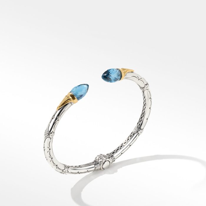 Konstantino Sterling Silver and 18k Yellow Gold Blue Spinel Bracelet