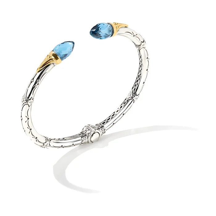 Konstantino Sterling Silver and 18k Yellow Gold Blue Spinel Bracelet