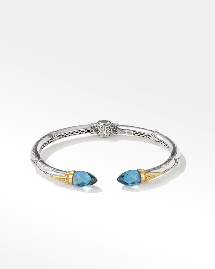 Konstantino Sterling Silver and 18k Yellow Gold Blue Spinel Bracelet