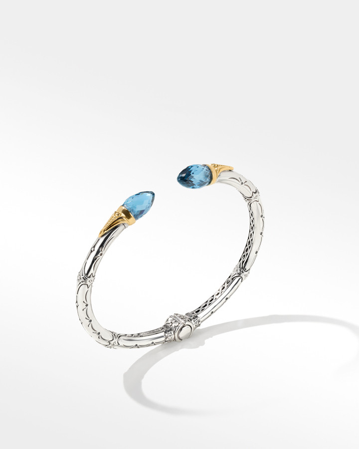 Konstantino Sterling Silver and 18k Yellow Gold Blue Spinel Bracelet