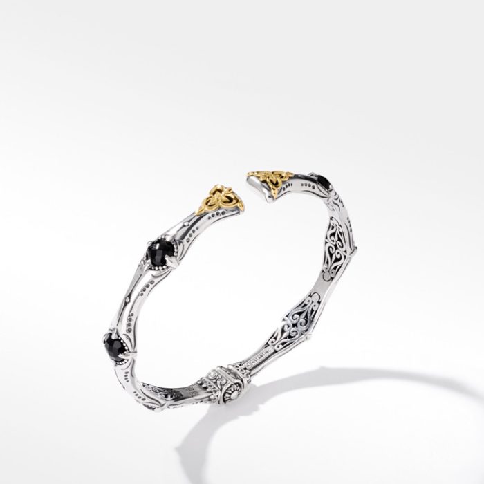 Konstantino Sterling Silver and 18k Yellow Gold Black Onyx Bracelet