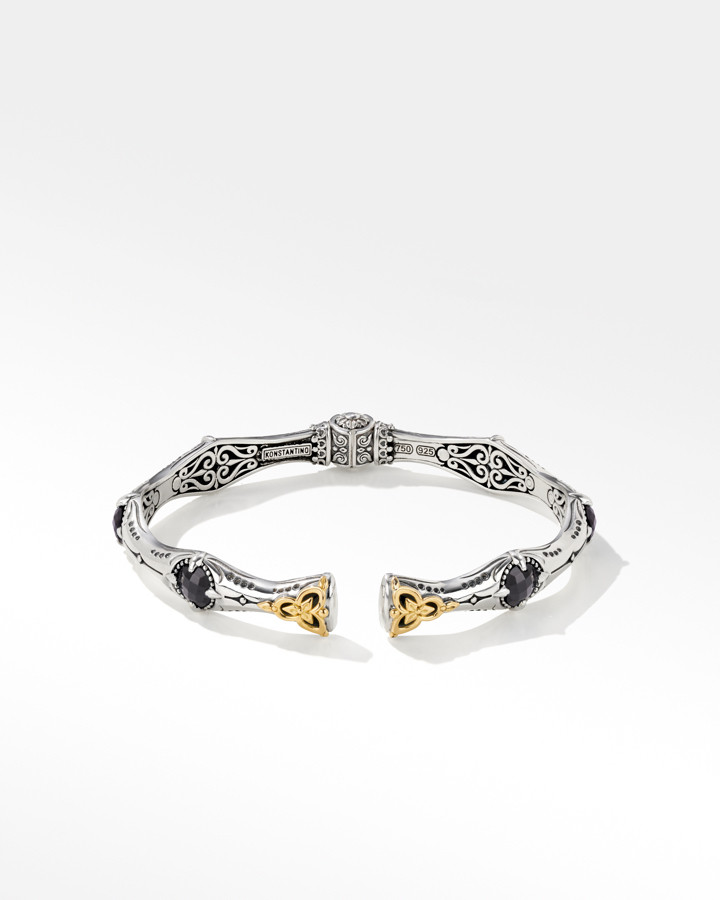 Konstantino Sterling Silver and 18k Yellow Gold Black Onyx Bracelet