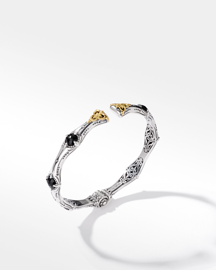 Konstantino Sterling Silver and 18k Yellow Gold Black Onyx Bracelet