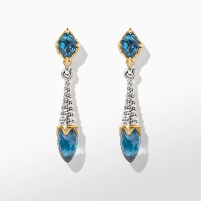 Konstantino Anthos Sterling Silver and 18k Yellow Gold Blue Spinel Eon Drop Earrings