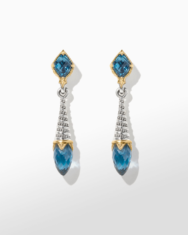 Konstantino Anthos Sterling Silver and 18k Yellow Gold Blue Spinel Eon Drop Earrings