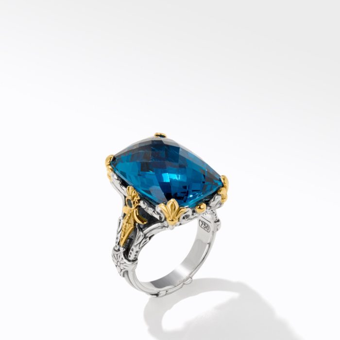 Konstantino Sterling Silver and 18k Yellow Gold Blue Spinel and London Blue Topaz Ring