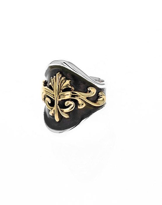 King Baby Large Round-Edge KB Scroll Shield Ring, Size 10