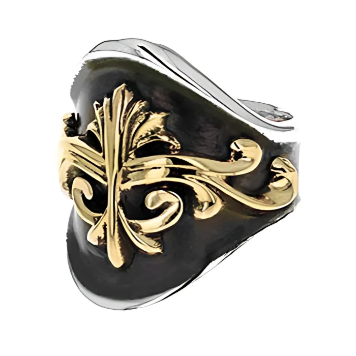King Baby Large Round-Edge KB Scroll Shield Ring, Size 10