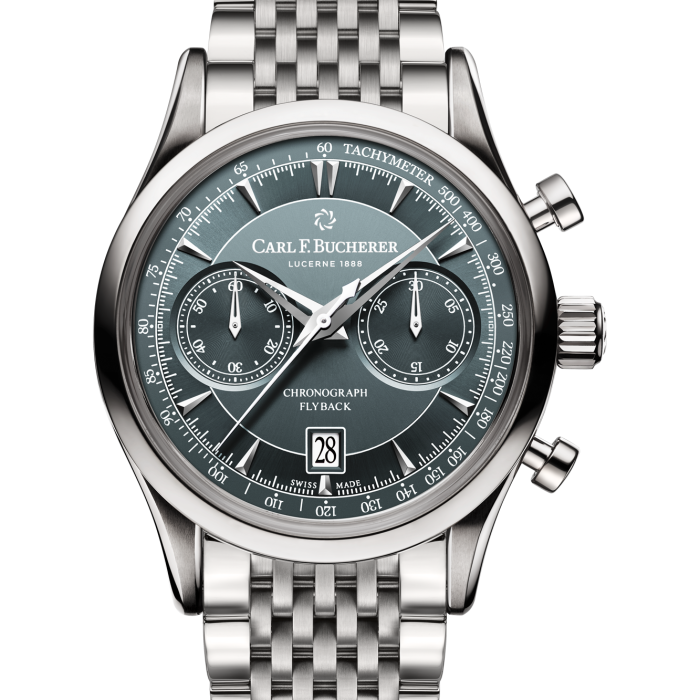 Carl F. Bucherer Manero Flyback 43mm Bluish-Grey Dial on Steel Bracelet