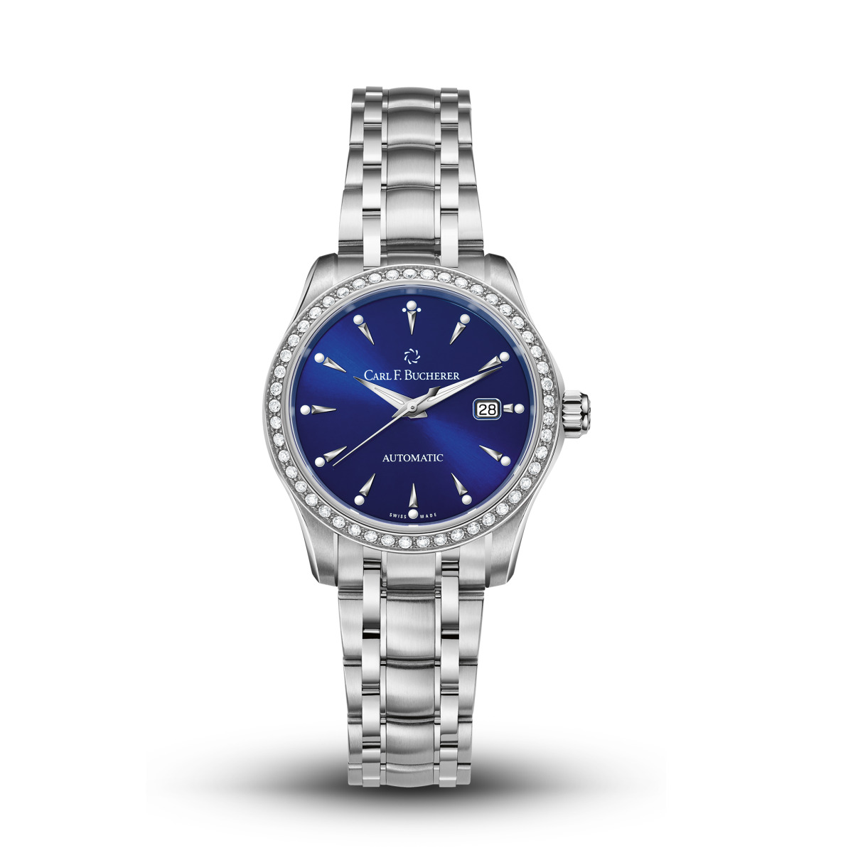 Carl F. Bucherer Manero AutoDate 30mm Blue Dial with Diamonds