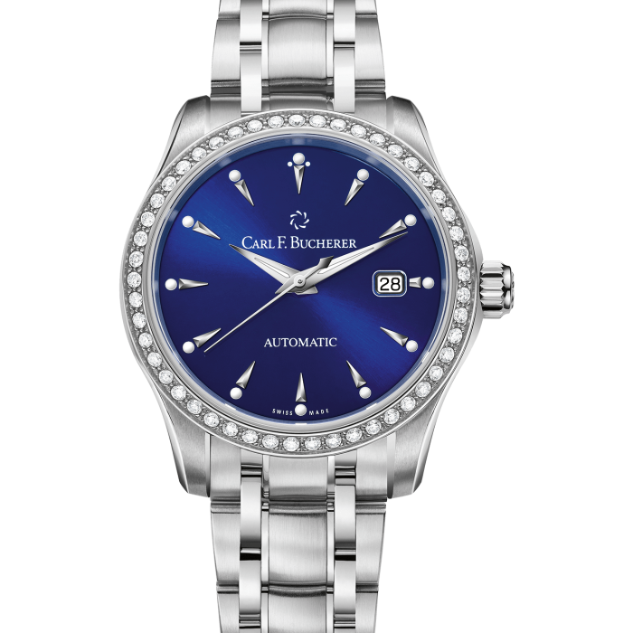 Carl F. Bucherer Manero AutoDate 30mm Blue Dial with Diamonds