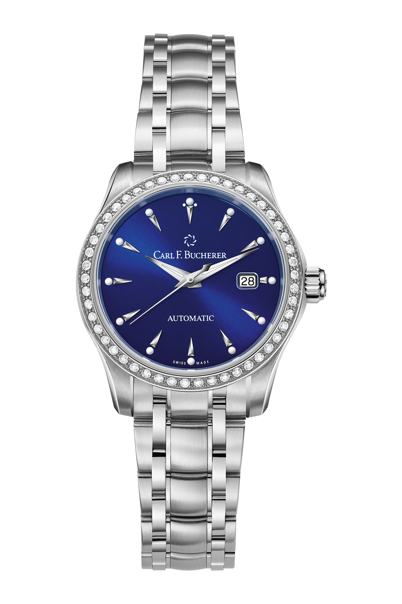 Carl F. Bucherer Manero AutoDate 30mm Blue Dial with Diamonds